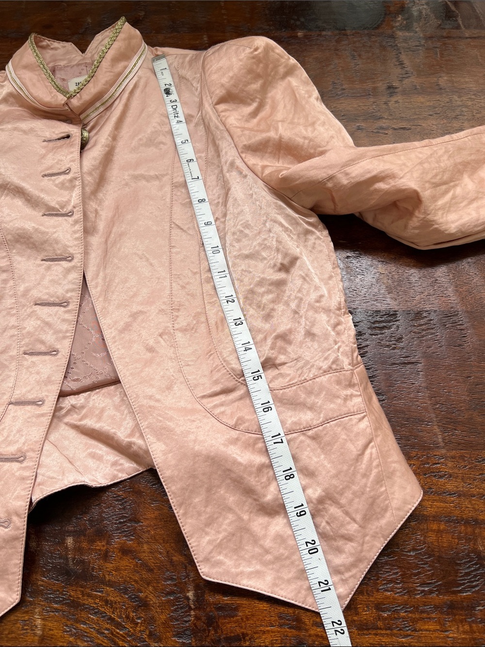 Zadig & Voltaire Lana Military Satin Jacket in Powder Pink/Golden Buttons 36 - Picture 13 of 16